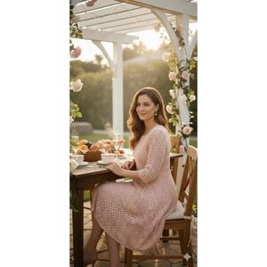 Chris McLaughlin Lace Dress 14 Blush Pink Boho Romantic Cottagecore Wedding